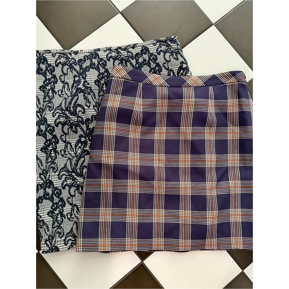 X2 Brooks Brothers Purple Plaid Mini Skirt and Black White Floral NEW - Picture 8 of 13